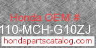 Honda 61110-MCH-G10ZJ genuine part number image