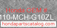 Honda 61110-MCH-G10ZL genuine part number image