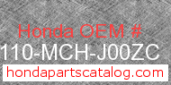 Honda 61110-MCH-J00ZC genuine part number image