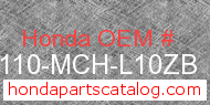 Honda 61110-MCH-L10ZB genuine part number image