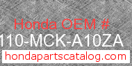 Honda 61110-MCK-A10ZA genuine part number image