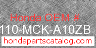 Honda 61110-MCK-A10ZB genuine part number image
