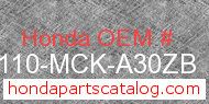Honda 61110-MCK-A30ZB genuine part number image
