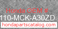 Honda 61110-MCK-A30ZD genuine part number image