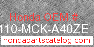 Honda 61110-MCK-A40ZE genuine part number image