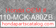 Honda 61110-MCK-A80ZB genuine part number image