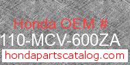 Honda 61110-MCV-600ZA genuine part number image