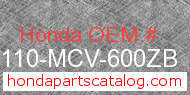 Honda 61110-MCV-600ZB genuine part number image