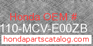 Honda 61110-MCV-E00ZB genuine part number image