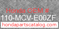 Honda 61110-MCV-E00ZF genuine part number image