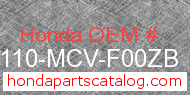 Honda 61110-MCV-F00ZB genuine part number image