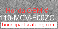 Honda 61110-MCV-F00ZC genuine part number image