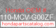 Honda 61110-MCV-G00ZF genuine part number image