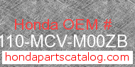 Honda 61110-MCV-M00ZB genuine part number image