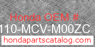 Honda 61110-MCV-M00ZC genuine part number image