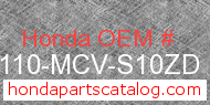Honda 61110-MCV-S10ZD genuine part number image
