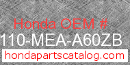 Honda 61110-MEA-A60ZB genuine part number image