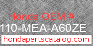 Honda 61110-MEA-A60ZE genuine part number image
