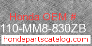 Honda 61110-MM8-830ZB genuine part number image