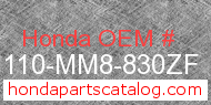 Honda 61110-MM8-830ZF genuine part number image