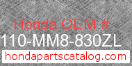 Honda 61110-MM8-830ZL genuine part number image