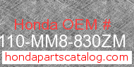 Honda 61110-MM8-830ZM genuine part number image