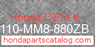 Honda 61110-MM8-880ZB genuine part number image
