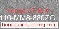 Honda 61110-MM8-880ZG genuine part number image
