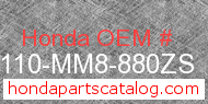 Honda 61110-MM8-880ZS genuine part number image