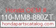 Honda 61110-MM8-880ZT genuine part number image