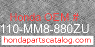 Honda 61110-MM8-880ZU genuine part number image