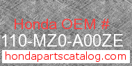 Honda 61110-MZ0-A00ZE genuine part number image
