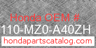 Honda 61110-MZ0-A40ZH genuine part number image