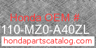 Honda 61110-MZ0-A40ZL genuine part number image