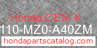 Honda 61110-MZ0-A40ZM genuine part number image