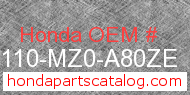 Honda 61110-MZ0-A80ZE genuine part number image