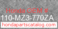 Honda 61110-MZ3-770ZA genuine part number image