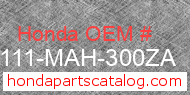 Honda 61111-MAH-300ZA genuine part number image