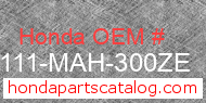 Honda 61111-MAH-300ZE genuine part number image