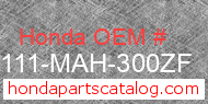 Honda 61111-MAH-300ZF genuine part number image