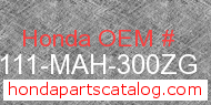 Honda 61111-MAH-300ZG genuine part number image