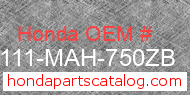 Honda 61111-MAH-750ZB genuine part number image
