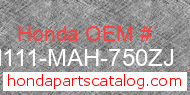 Honda 61111-MAH-750ZJ genuine part number image