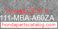 Honda 61111-MBA-A60ZA genuine part number image