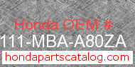 Honda 61111-MBA-A80ZA genuine part number image