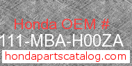 Honda 61111-MBA-H00ZA genuine part number image