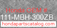 Honda 61111-MBH-300ZB genuine part number image