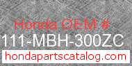 Honda 61111-MBH-300ZC genuine part number image