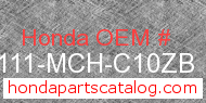 Honda 61111-MCH-C10ZB genuine part number image
