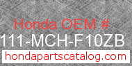 Honda 61111-MCH-F10ZB genuine part number image
